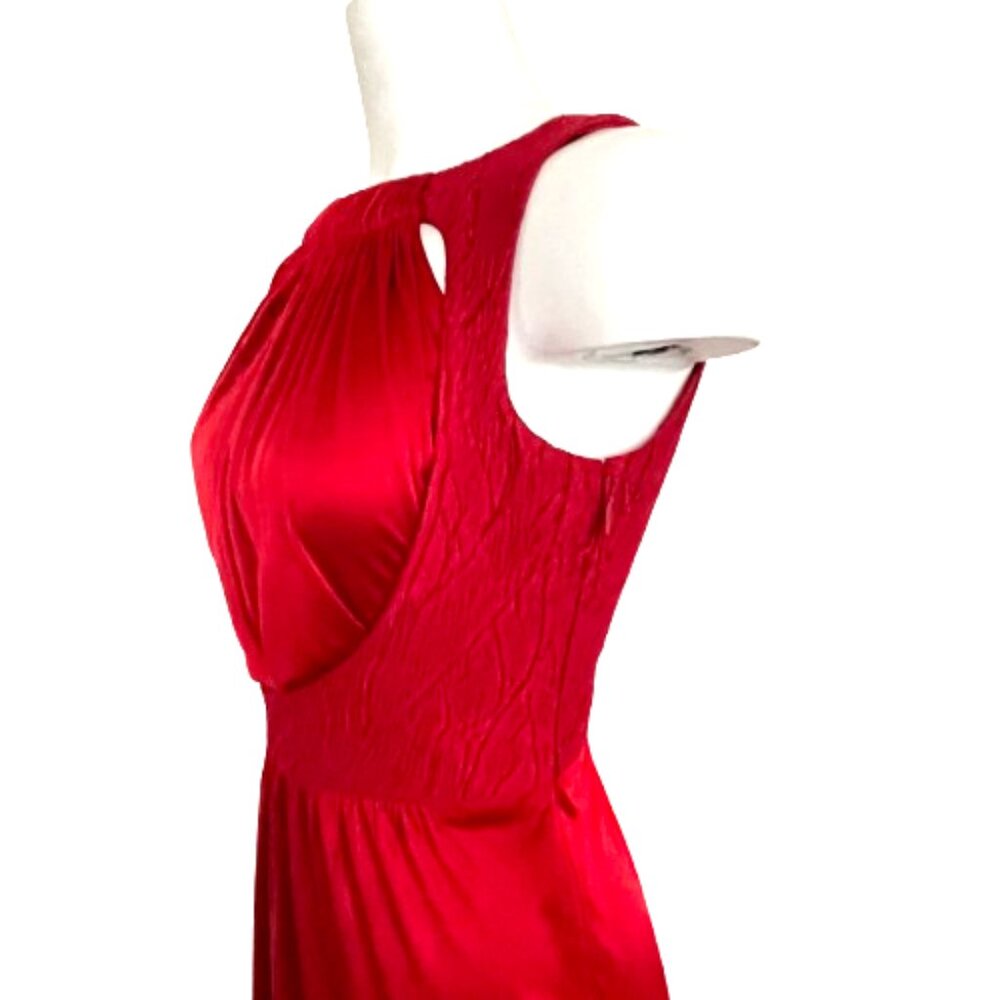 Auc Versace Red Sleeveless Textured Detail Mid-length Cocktail Dress IT 38 - Picture 9 of 17